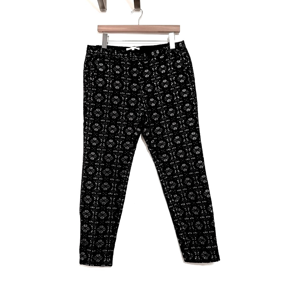 MAJE Black and Silver Textured Geometric Pants